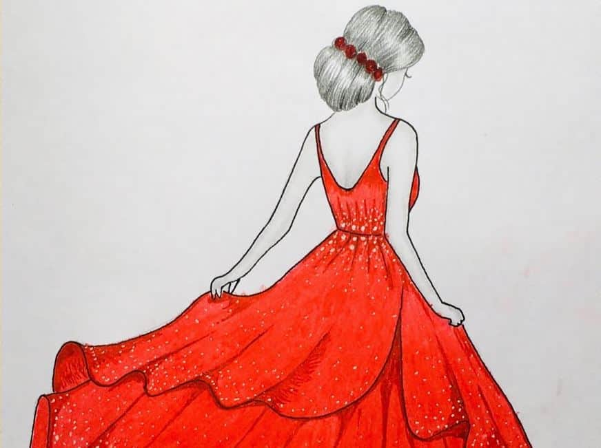 How to Draw a Barbie GIRL with Beautiful DRESS