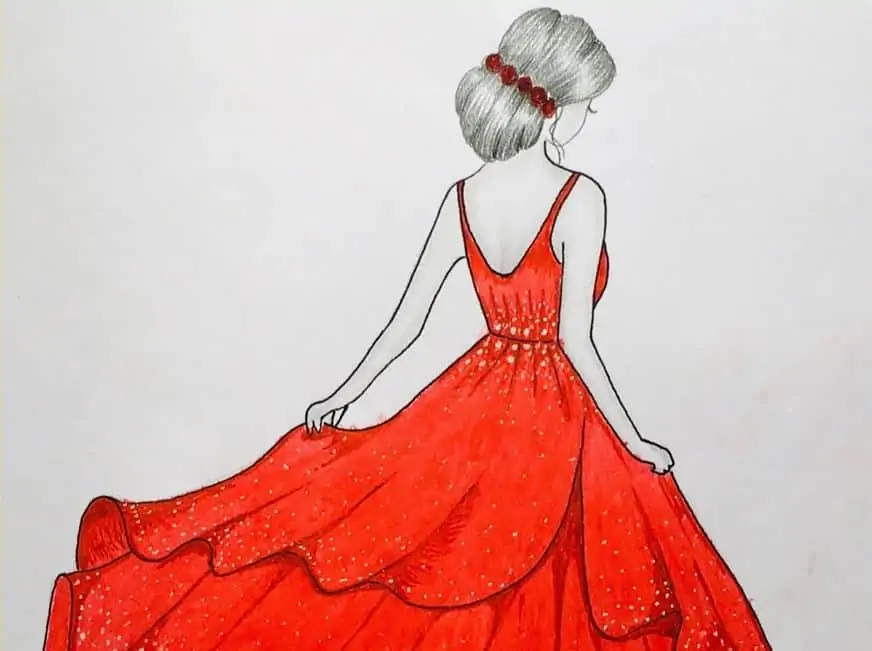 How to Draw a Barbie GIRL with Beautiful DRESS