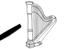 How to Draw a Harp Step by Step