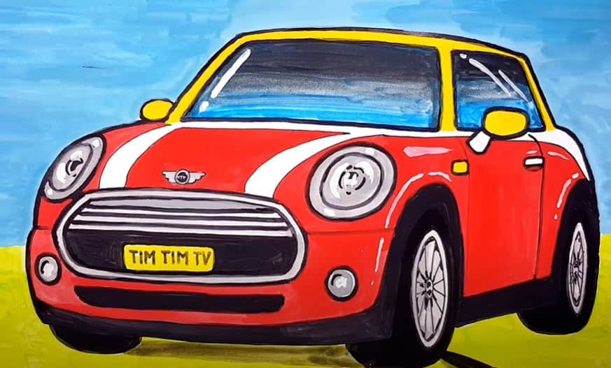 How to Draw a Mini Cooper Step by Step || Car Drawing Easy
