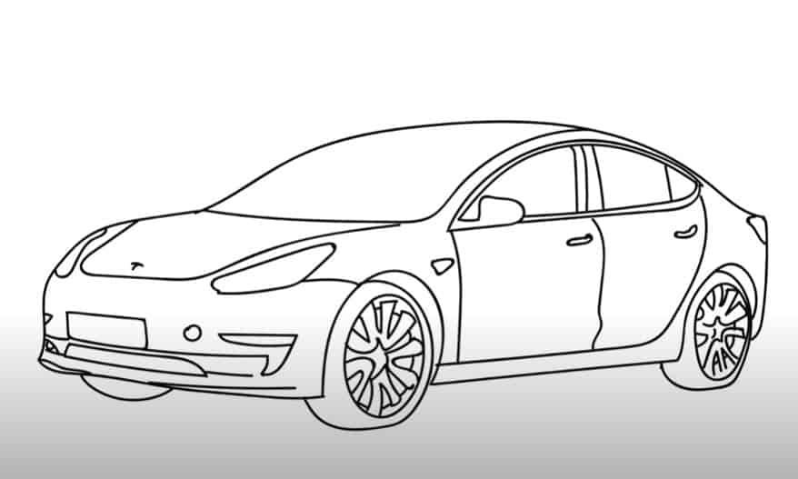 how to draw a tesla model 3 car drawing step by step