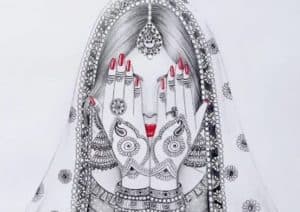 how to draw indian bride