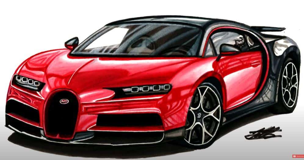 How to draw a Bugatti Car Drawing Tutorial