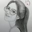Girl with glasses Drawing by Pencil