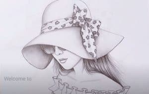 How to draw a Girl wearing Sun Hat and Sunglass