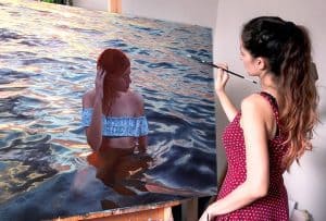 Bathing girl Drawing by beautiful Girl