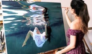 Girl in the pool Painting by Girl