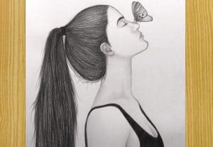 Girl with Butterfly Wings Drawing