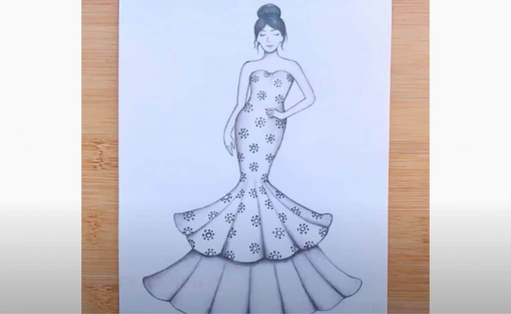 How to draw Beautiful Long Dress