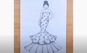 How to draw Beautiful Long Dress