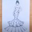 How to draw Beautiful Long Dress || Girl with Dress Drawing