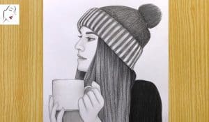 How to draw a Girl with Drinking Coffee Mug