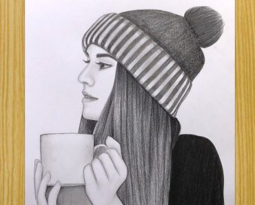 How to draw a Girl with Drinking Coffee Mug || Pencil Drawing tutorials