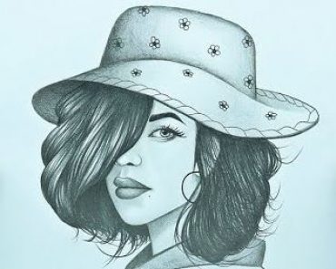 How to draw a girl wearing hat with Pencil Sketch