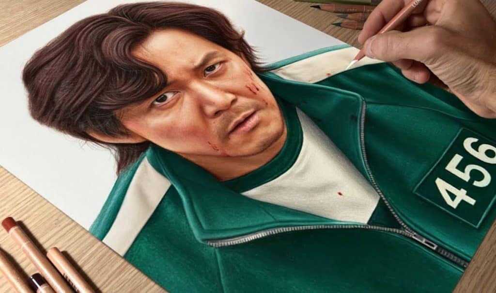 Squid Game Drawing with Pencil – Gi-Hun (Player 456)