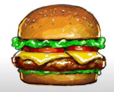 How to draw a hamburger Step by Step