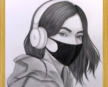 How to Draw a Girl with Earphone and Mask