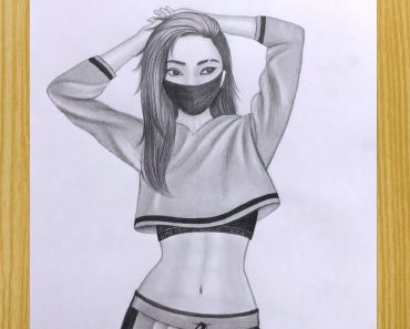 How to draw A cute Girl Wearing Mask by Pencil
