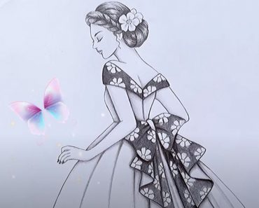 How to draw A beautifully dress girl wiht Pencil