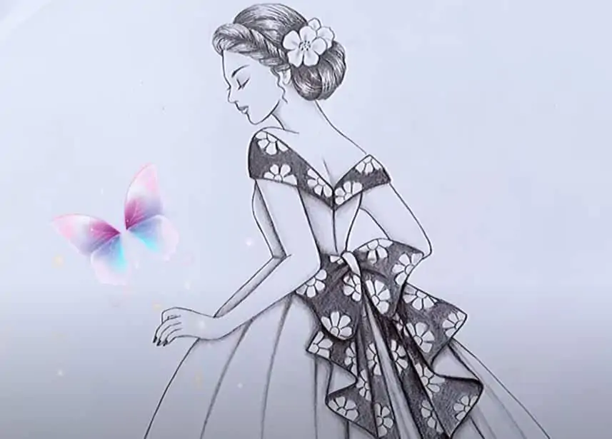 How to draw A beautifully dress girl wiht Pencil