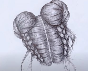 How to draw Girl head with Double Buns Hairstyle