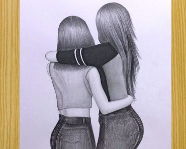 How to draw girls hugging with Pencil