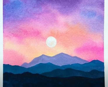 How to paint a Sunset with Mountains
