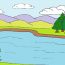 How to Draw a Lake scenery Step by Step
