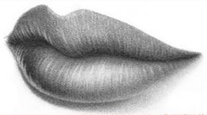 How to draw lips from the 3-4 view