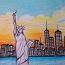 How To Draw New York || Scenery of new york Drawing