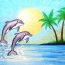 How to draw scenery of Dolphin in beach || Scenery Drawing Tutorial