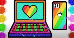 Laptop & Iphone Drawing and Coloring Glitter