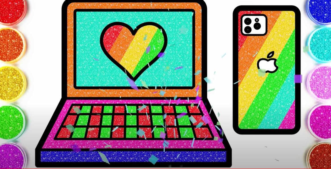 Laptop & Iphone Drawing and Coloring Glitter