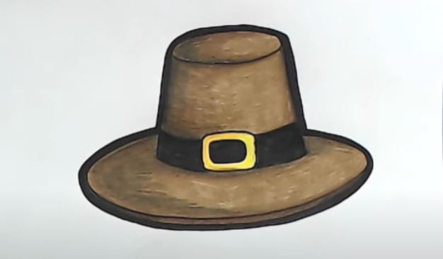 How To Draw A Pilgrim Hat Step by Step