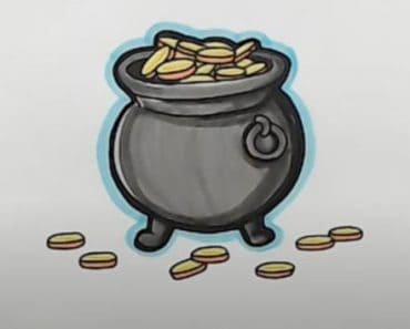 How To Draw A Pot Of Gold Step by Step