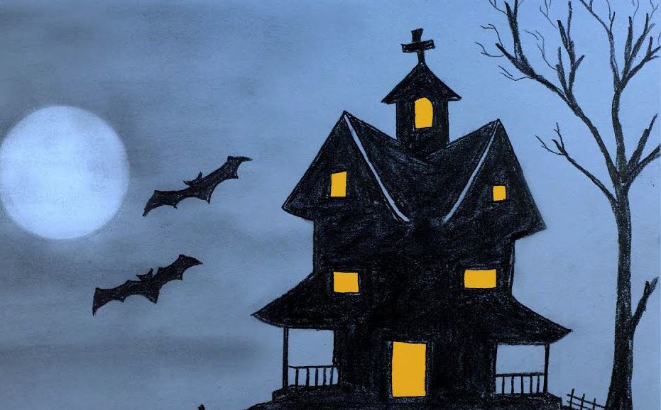 How To Draw A Spooky House Step by Step