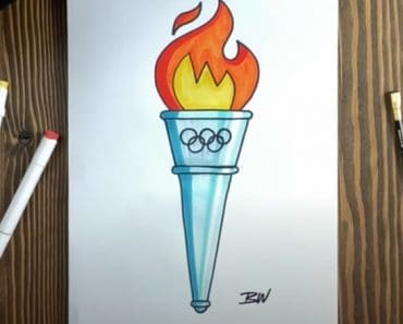 How To Draw A Torch Step by Step || OLYMPIC TORCH