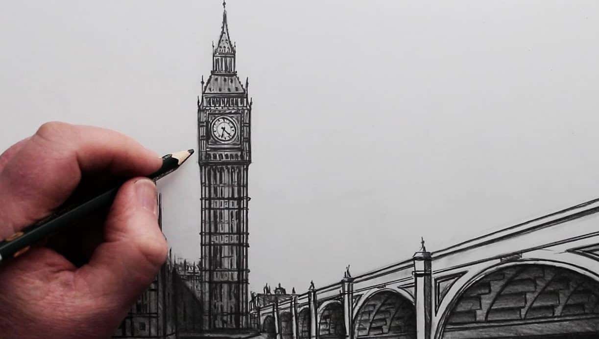 How to Draw Big Ben with Pencil