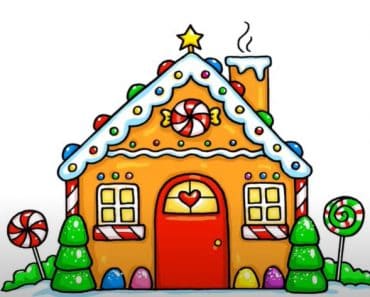 How to Draw a Gingerbread House Step by Step