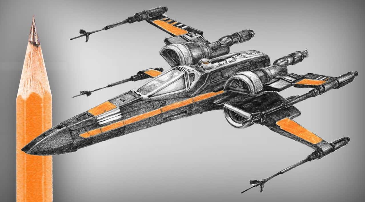 How to draw an x-wing fighter step by step