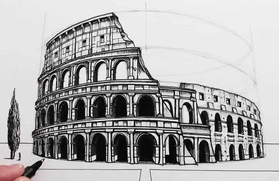 How To Draw The Colosseum