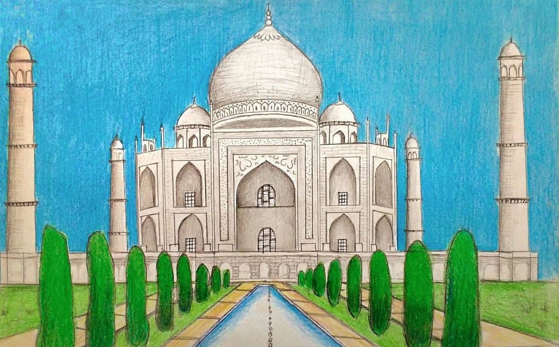 A black and white drawing of Taj Mahal Stock Photo - Alamy-saigonsouth.com.vn