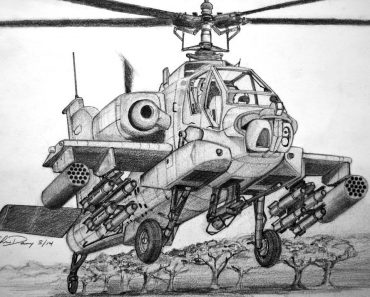 How to Draw an Apache Helicopter Step by Step