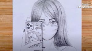 How to draw A girl taking a selfie