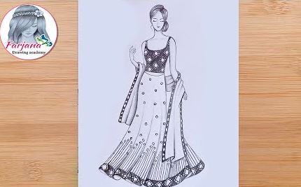 Buy Set Me Free Fashion Illustration Lehenga Indian Inspired Online in  India - Etsy