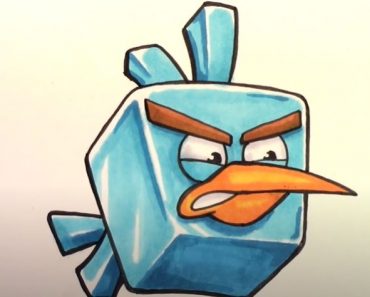 How to draw Ice Bird from Angry Birds Space