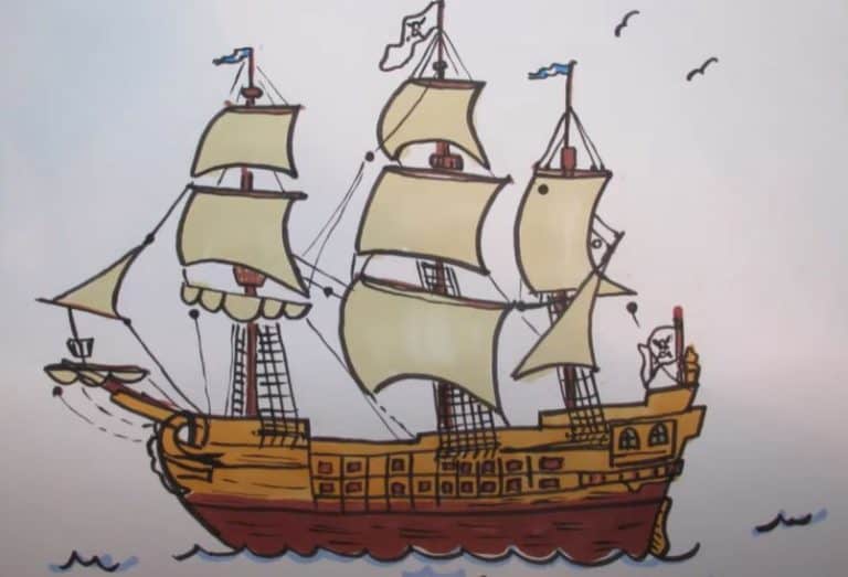 Pirate Ship Drawing Step by Step || How to draw a Ship