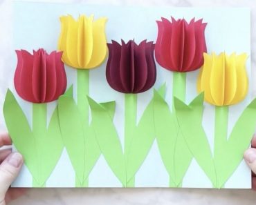 Gorgeous 3D Paper Tulip Flower Craft Step by Step