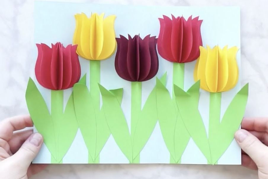 Gorgeous 3D Paper Tulip Flower Craft Step by Step