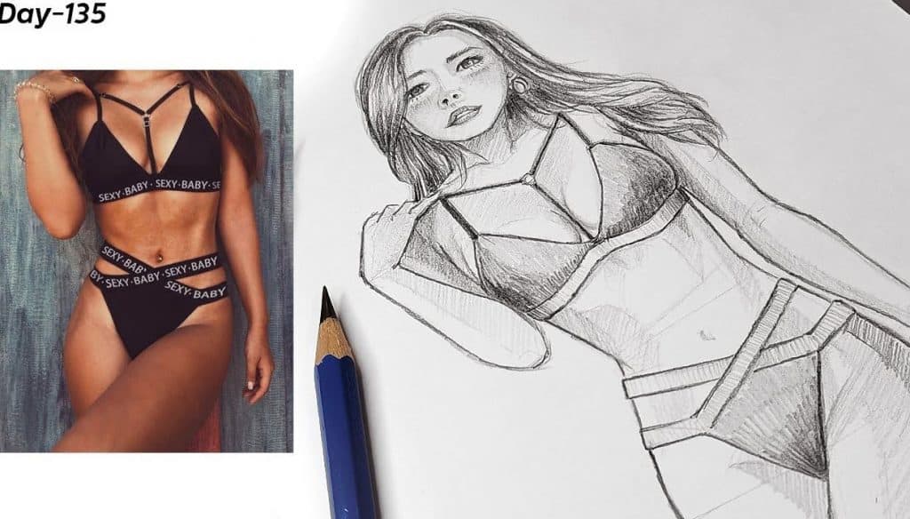 How To Draw A Girl In A Bikini